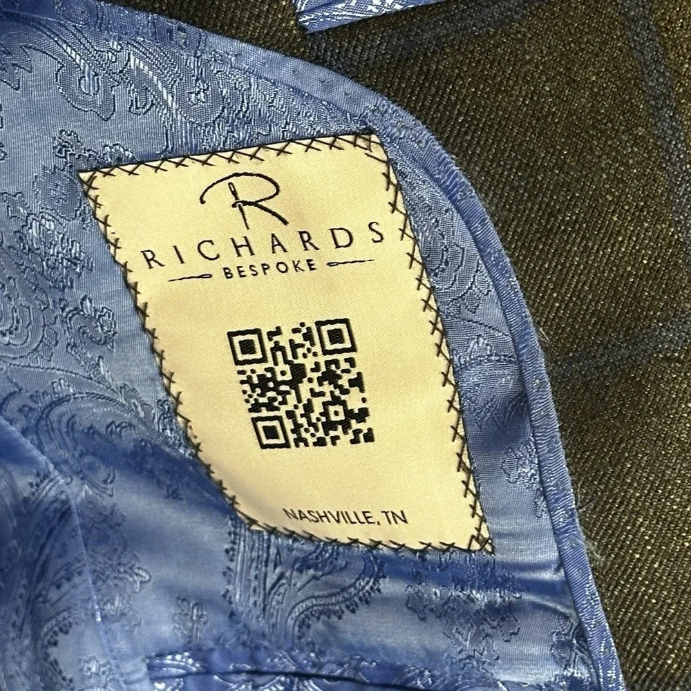 Richards Bespoke Men's Wool Sport Coat Blazer‎ Custom-fit Tailored EUC 36 Short